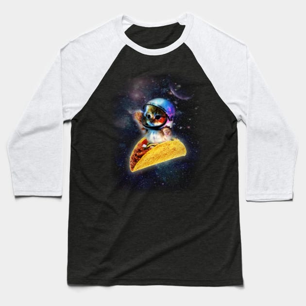 Taco Space Cat Baseball T-Shirt by SolarFlare